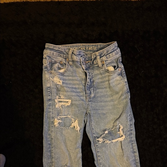 American Eagle Outfitters Light Blue Distressed Flare Jeans - Picture 4 of 10